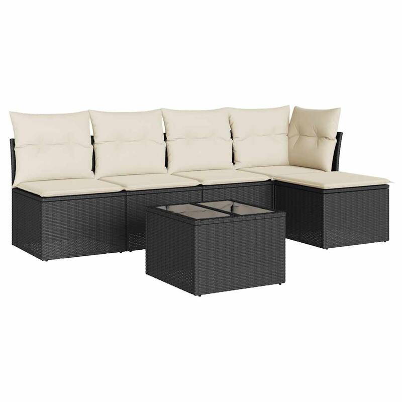 vidaXL Garden Sofa Set Black PE rattan, powder-coated steel, tempered glass - 21.7 x 21.7 x 14.6