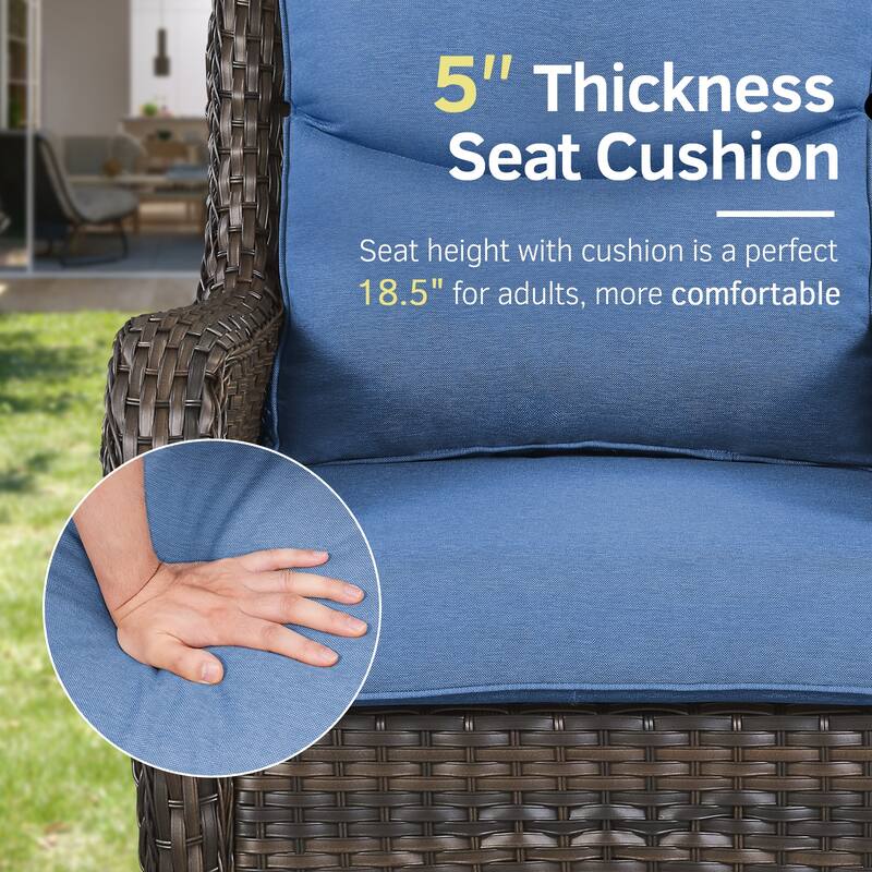Outdoor Swivel Rocker Patio Wicker Chair with Thick Cushions