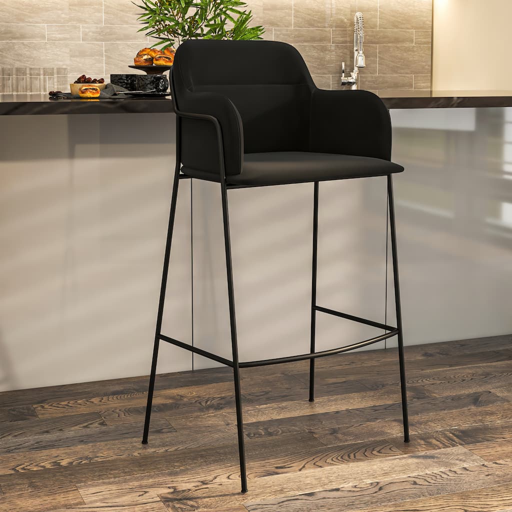Axis Modern 40" Velvet Counter Height Bar Stool with Stainless-Steel Frame and Footrest for Home Bar