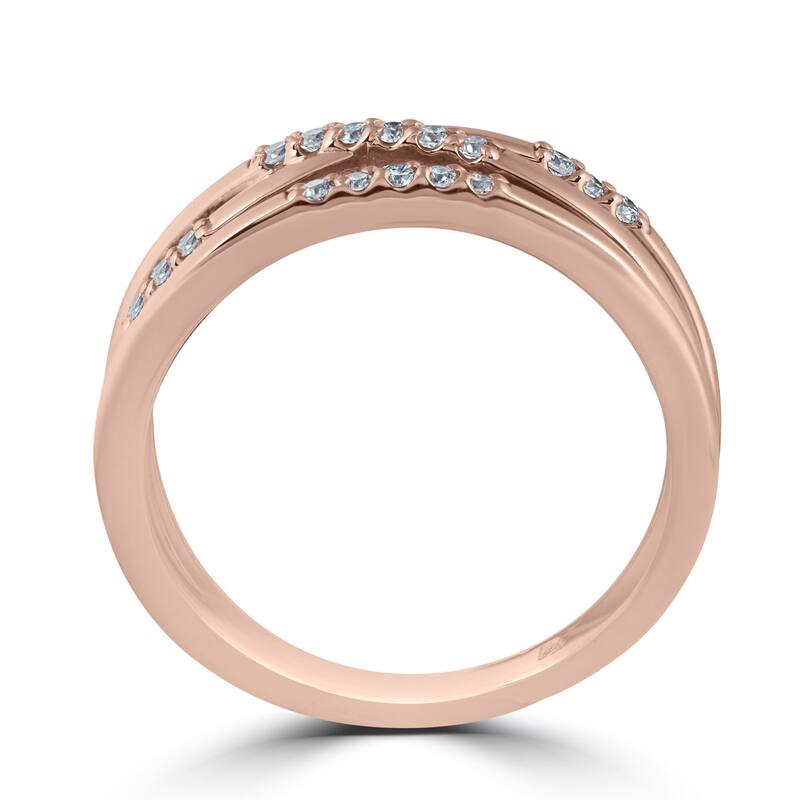 1/6ct Diamond Cross Over Rose Gold Right Hand Multi Rose Ring