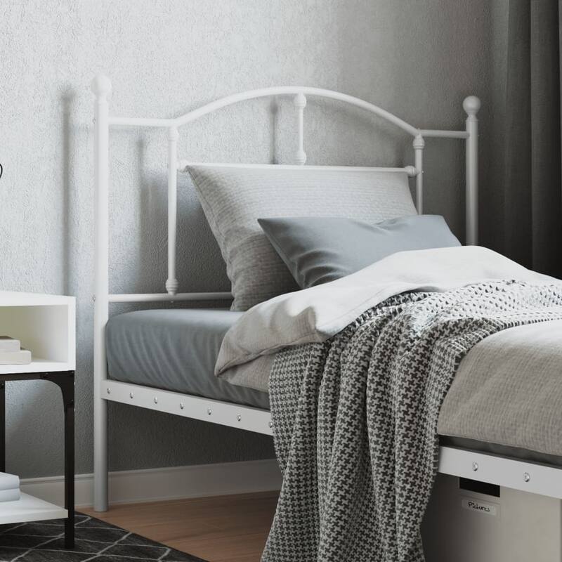 vidaXL 38.2 Inch Metal Headboard, Farmhouse Rustic Headboard Only - White41.3" x 1.2" x 38.2"