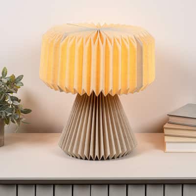 Zelda 12.8" Modern Art Deco Paper Pleated Shade Accent LED Table Lamp