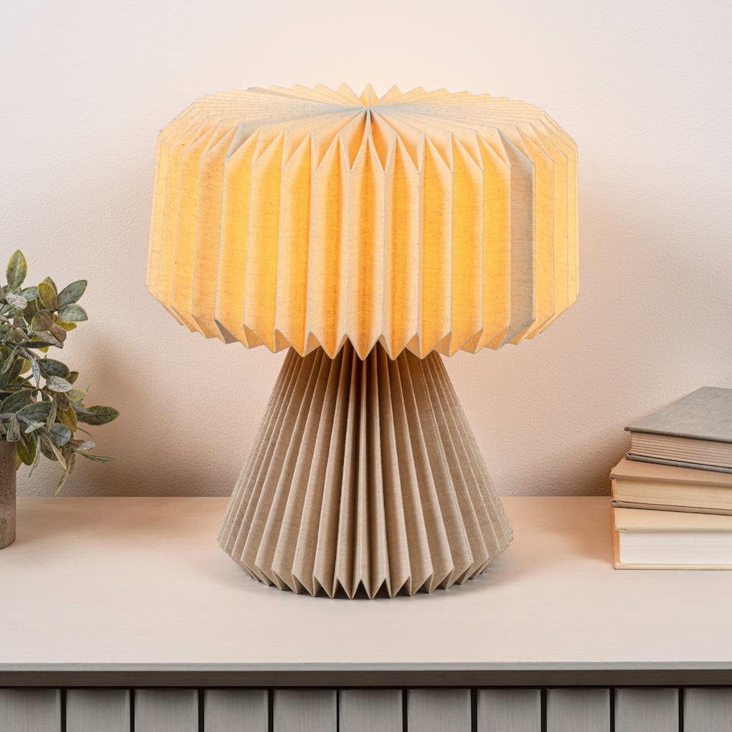 Zelda 12.8" Modern Art Deco Paper Pleated Shade Accent LED Table Lamp