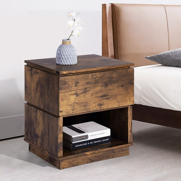 Farmhouse Brown Wooden Nightstand