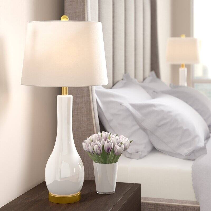 28.5" Ceramic Table Lamp Set with USB (Set of 2)