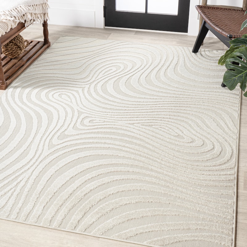 JONATHAN Y Nordby Abstract Groovy Striped Area Rug - 6' x 9' - Cream/Ivory
