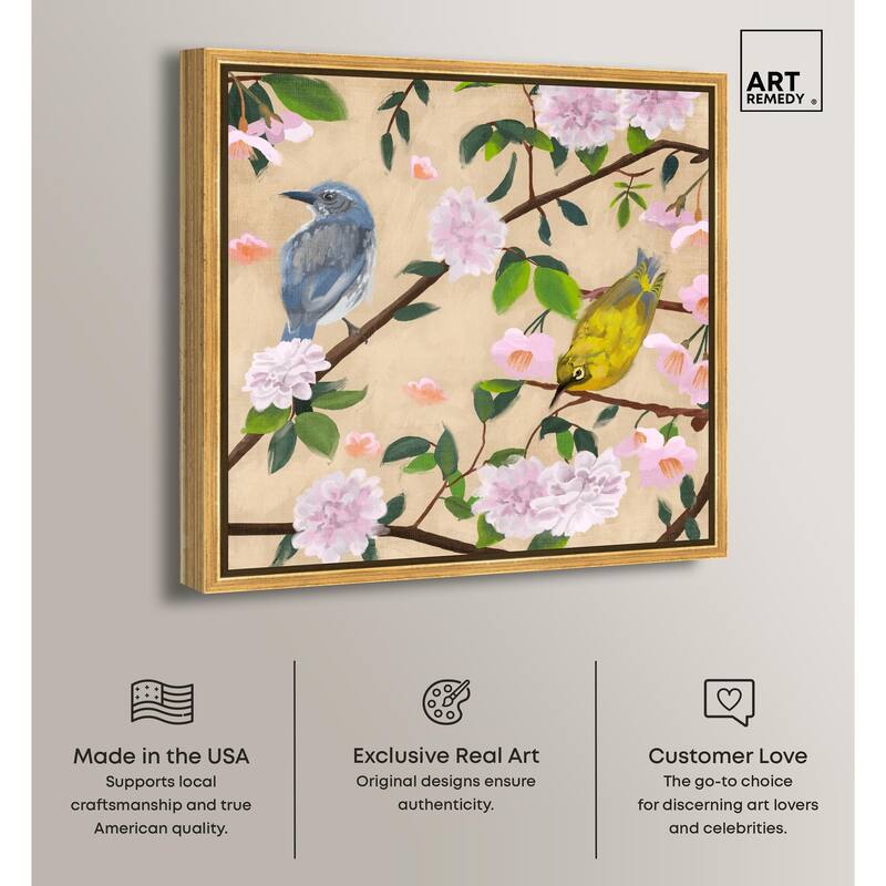 Birds Cuddle Canvas by Art Remedy