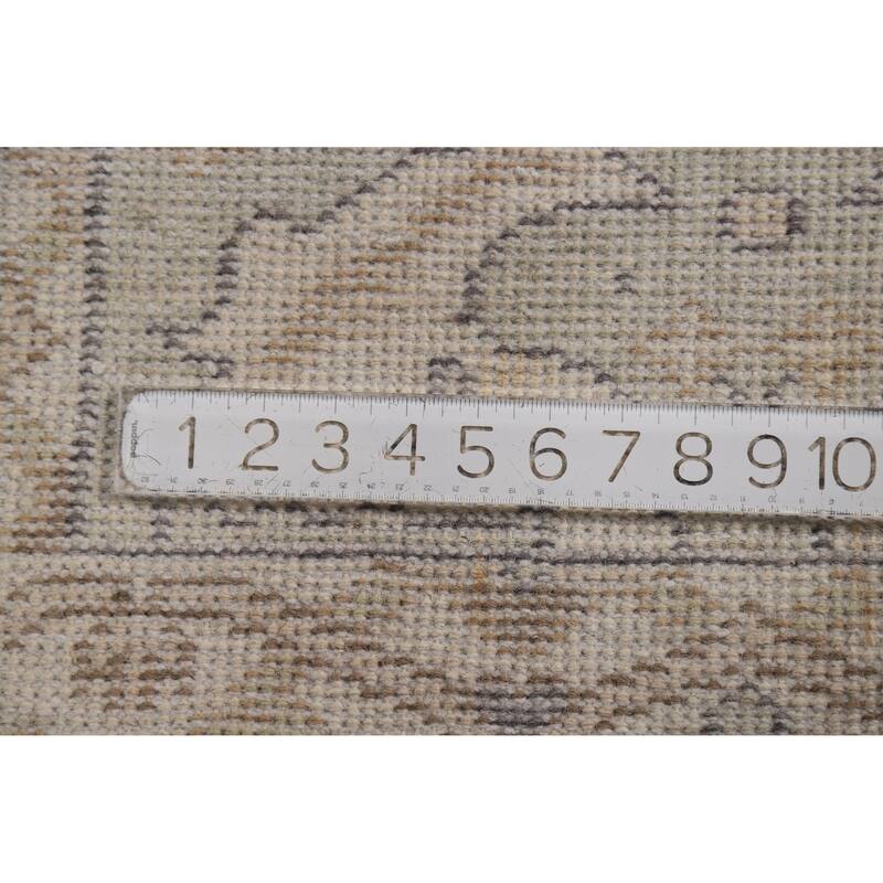 Green Oushak Oriental Runner Rug Handmade Floral Wool Carpet - 2'7"x 10'1"