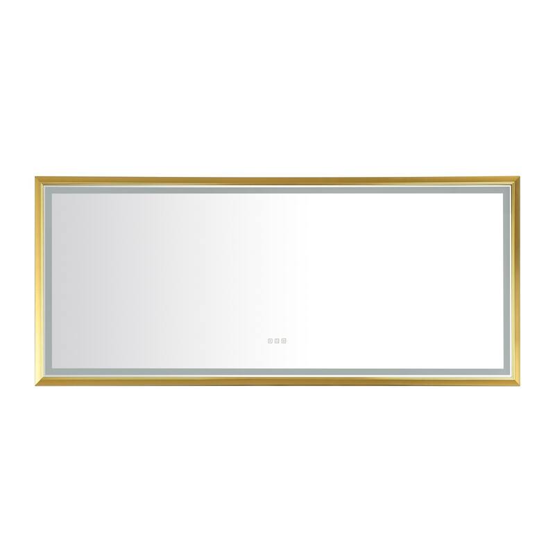 Rectangular Brushed gold Framed LED Mirror Bathroom Vanity Mirror