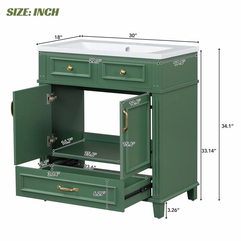 30'' Solid Wood Bathroom Vanity with sink