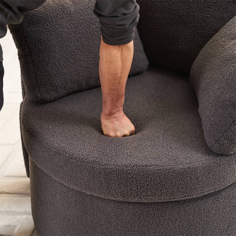Teddy Fabric Swivel And Storage Chair With Back Cushion