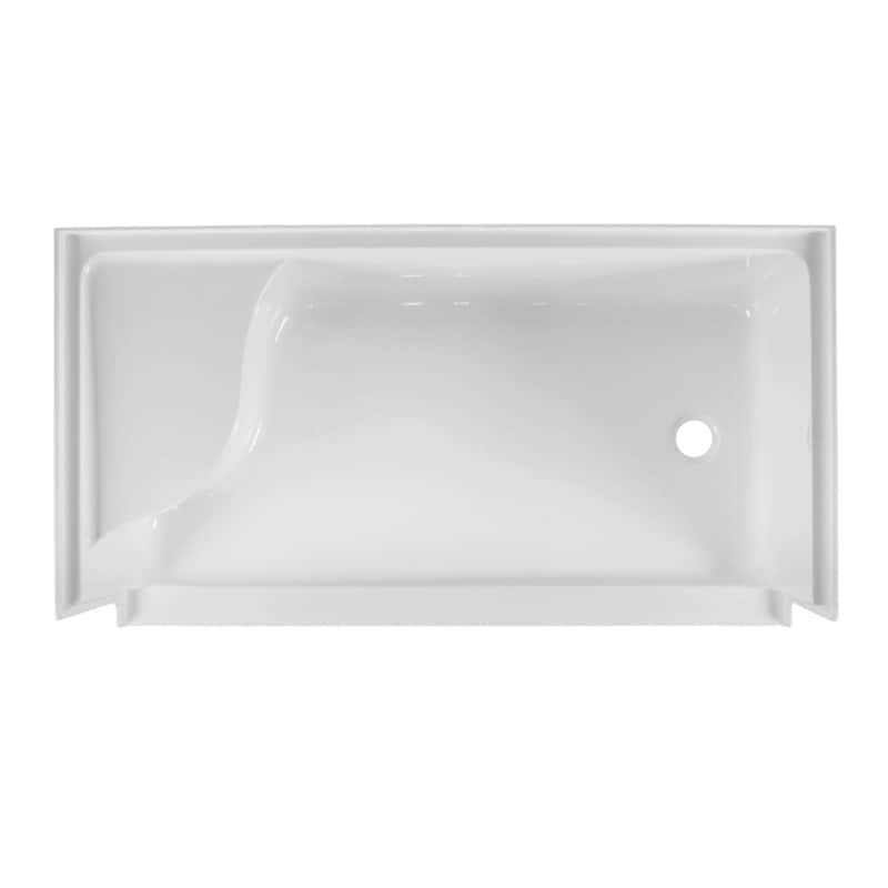 Fine Fixtures Single Threshold Acrylic Non-Slip Shower Base With Seat - 60 x 32