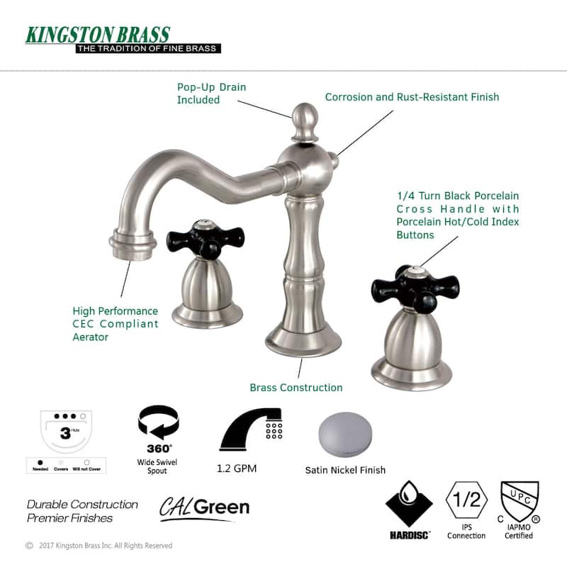 Duchess Widespread Bathroom Faucet with Brass Pop-Up