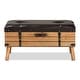 preview thumbnail 4 of 11, Amena Dark Brown PU Leather and Oak Wood Large Storage Ottoman