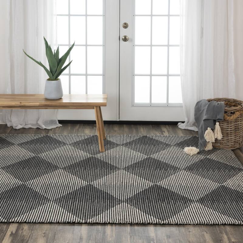 Alora Decor Addison Geometric Hand-tufted Rug - 5' x 7'6" - Dark Grey