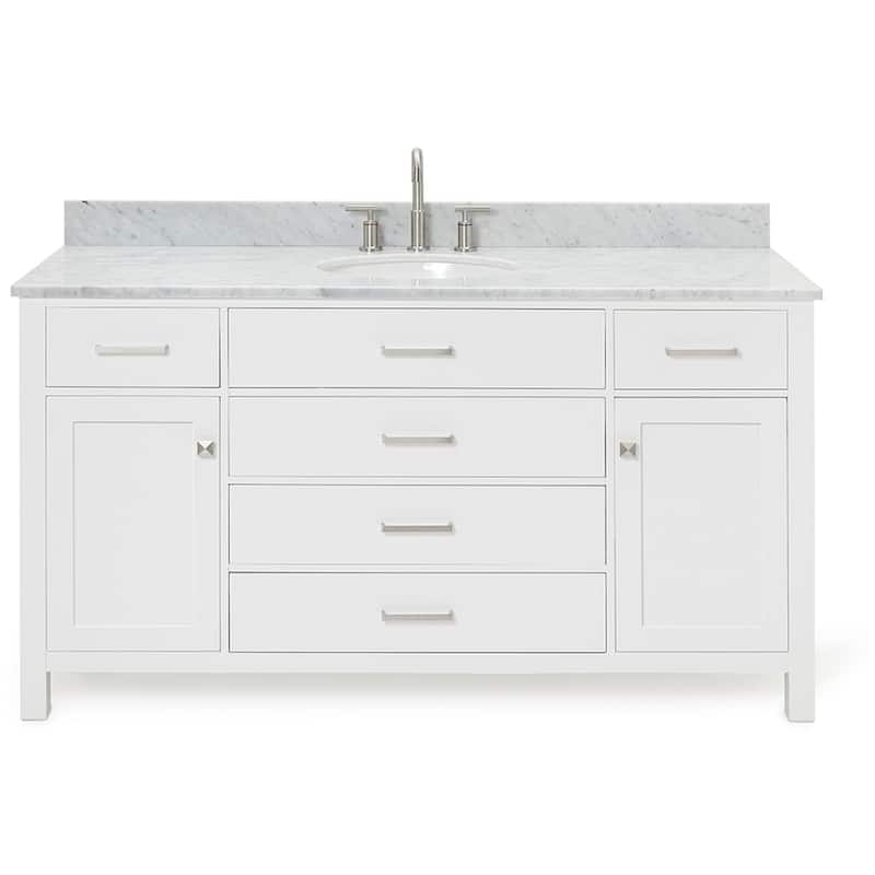 Ariel H061SCW2OVO Bristol 61" Free Standing Single Oval Basin Vanity - White - Colored