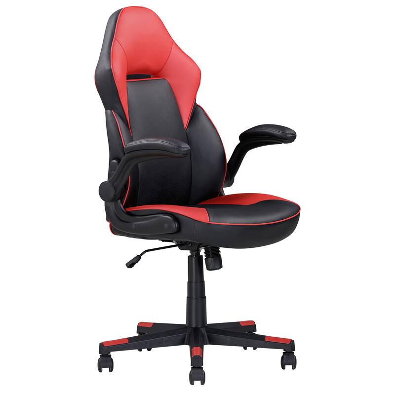 Faux Leather Gaming Chair with Adjustable Height, 360° Swivel and Tilt Function