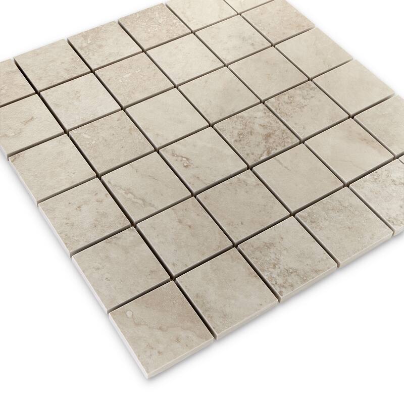 Tufo 12 in. x 12 in. Glazed Porcelain Mosaic Wall and Floor Tile - Taupe Matte - 4 in. x 6 in. tile sample
