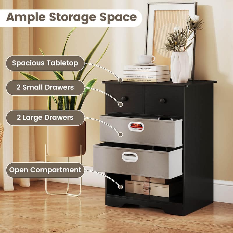 Costway 4-Drawer Dresser Modern Chest Storage Organizer with Open