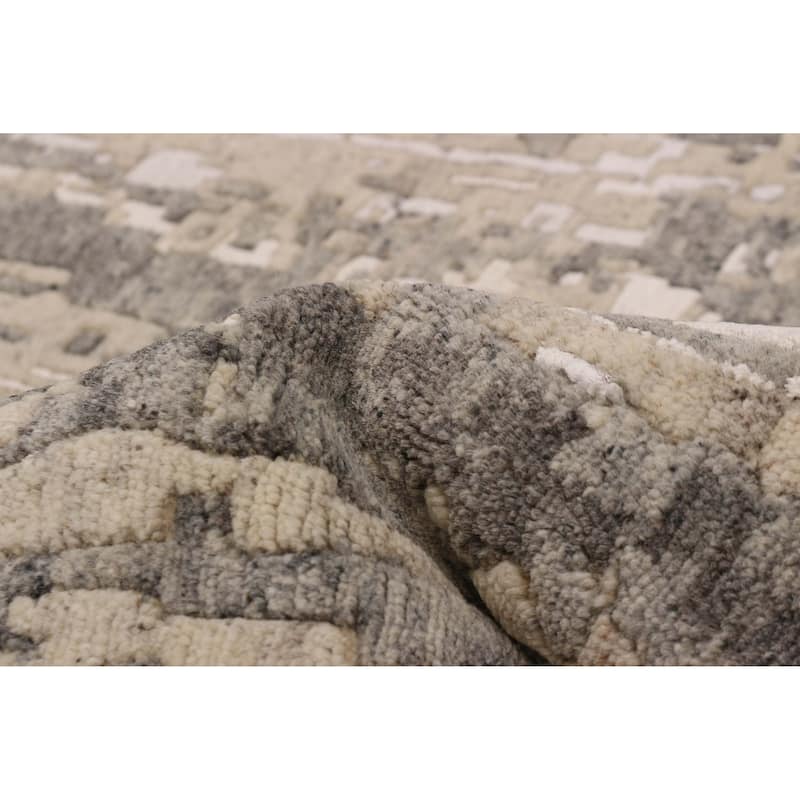 ECARPETGALLERY Hand-knotted Alma Grey Silk, Wool Rug - 7'10 x 9'9