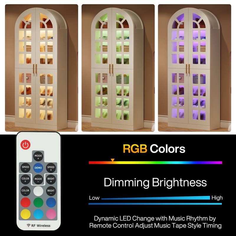 78-Inch Tall Shoe Cabinet with Acrylic Doors and Led Lights