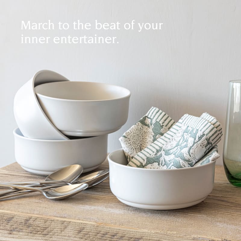 over&back Rimmed 26oz Semi-Matte Stoneware Cereal Bowls