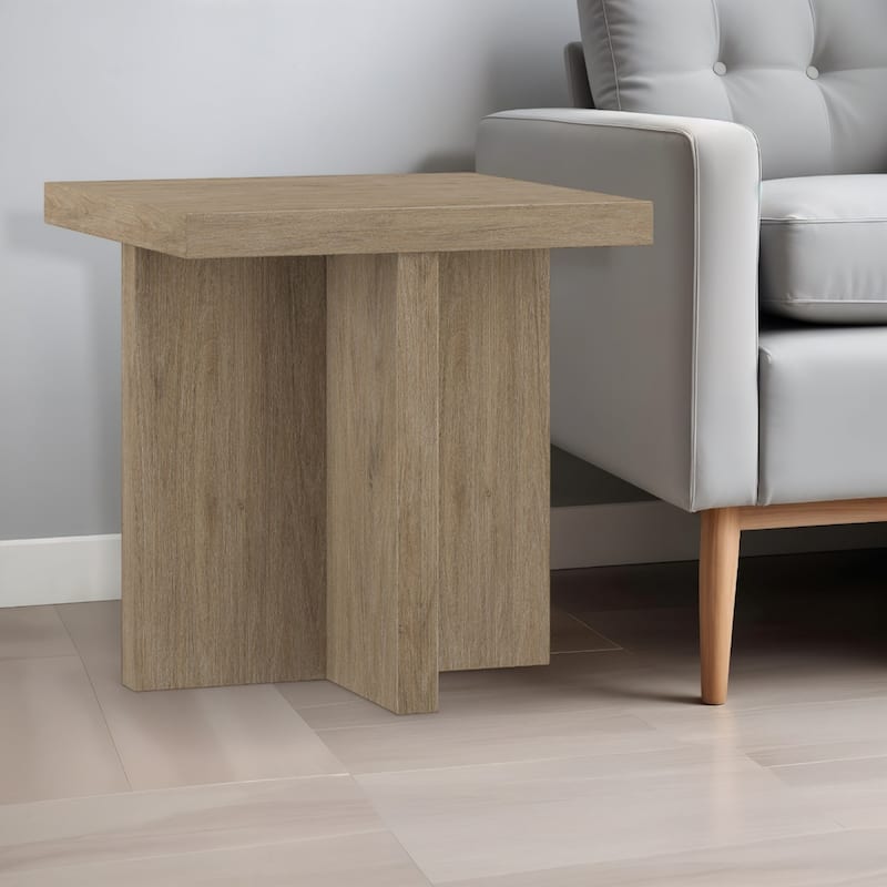 Wood Square End Table with Cross Legs Design Accent Table - 22” x 22” x 22” (D x W x H)
