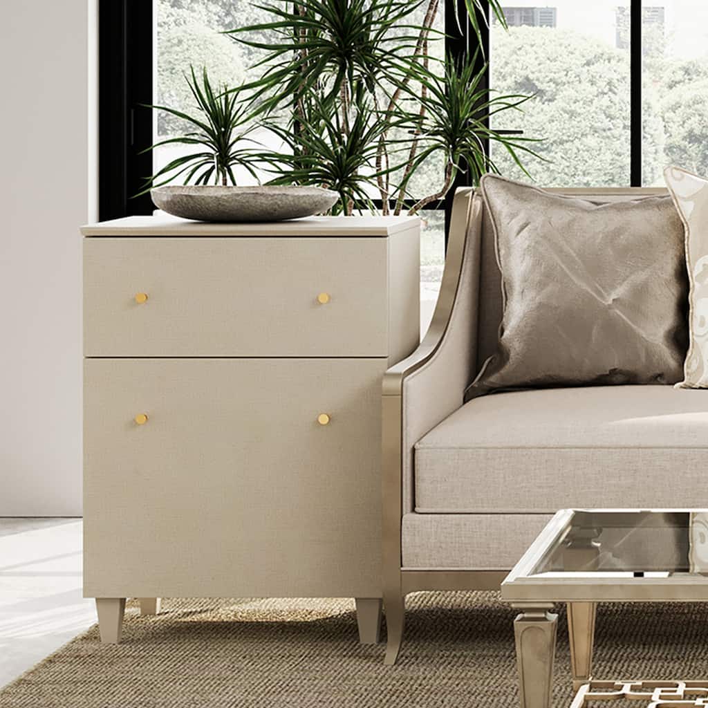 Living Room End Side Table with Drawer and Door, 23.6x15.3x32.4