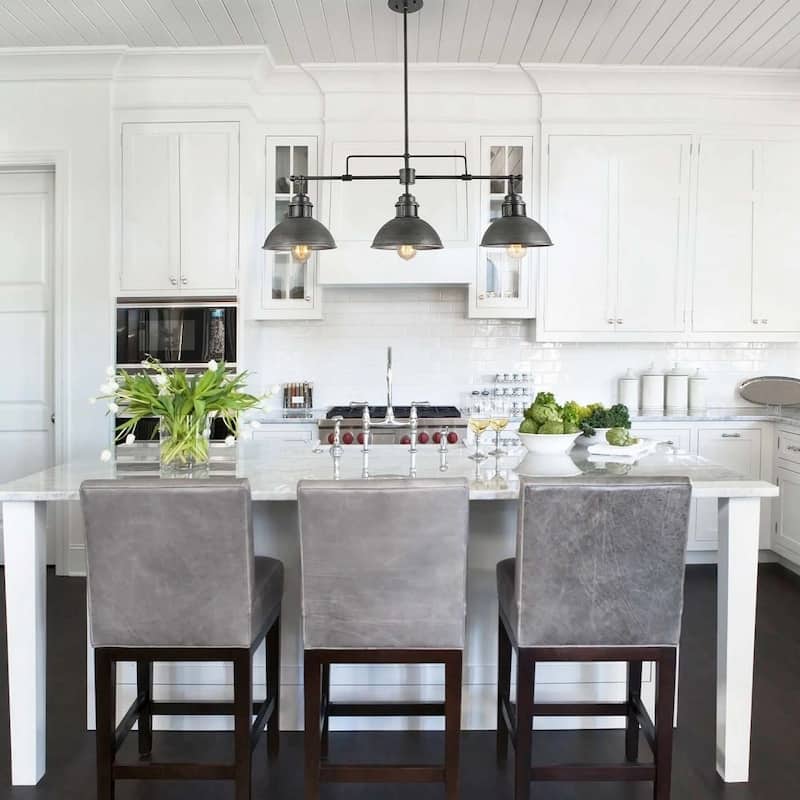 3-Light Industrial Farmhouse Dome Pendant Metal Linear Kitchen Island Pendant Light Oil Rubbed Bronze Finish - N/A