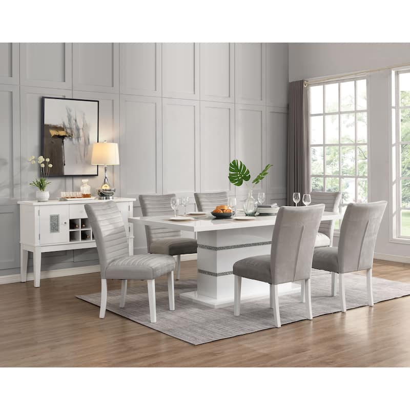 Staccato Grey and White Tufted Back Side Chairs (Set of 2)