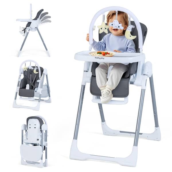 slide 2 of 20, Gymax Foldable Baby High Chair for Babies & Toddlers w/Adjustable Dark Gray
