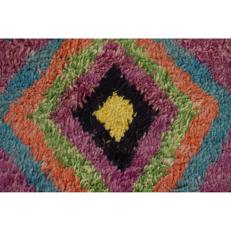 Purple Moroccan Oriental Area Rug Hand-Knotted Wool Carpet - 8'9" x 12'3"