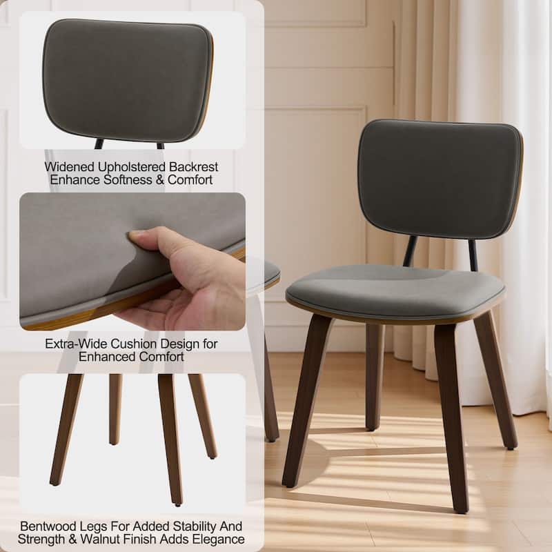 Faux Leather Upholstered Dining Chairs Set of 2/4 with Wood Legs - 32.3"H x 18.5"W x 21.8"D