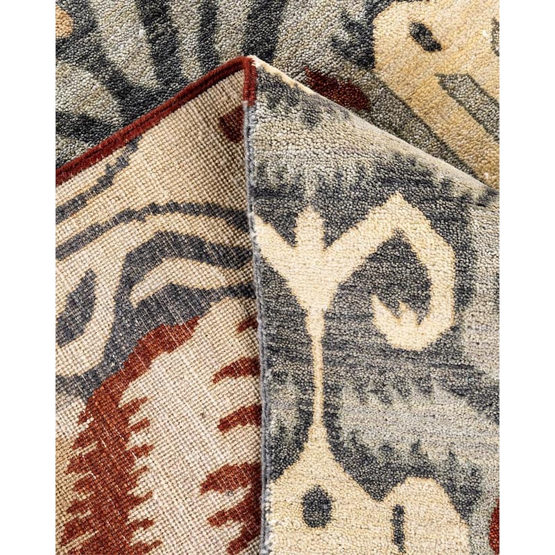 Ikat One-of-a-Kind Hand-Knotted Area Rug, Gray - 8' 0" x 10' 0"