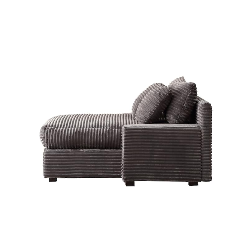 Corduroy Convertible Chair Bed with Removable Back Cushions (350lb)