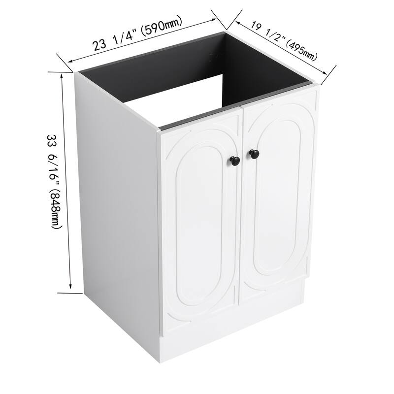 Modern 24 Inch Freestanding Bathroom Vanity Base without Sink, Storage Cabinet with Soft-Close Doors and Adjustable Shelves