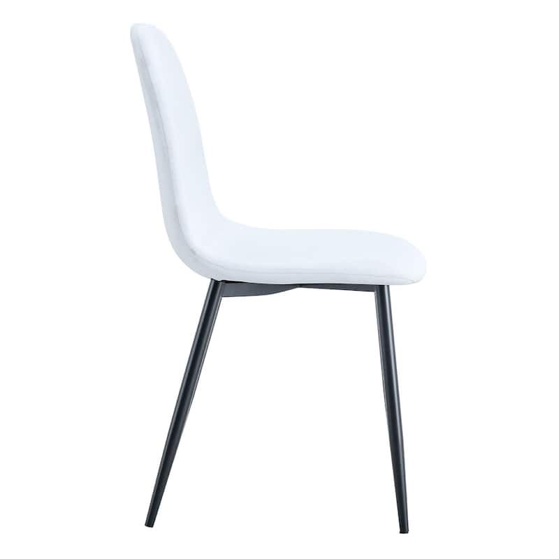 Minimalist Dining Chair Set of 4, Linen Fabric Kitchen Chair with Metal Legs Modern Armless Side Chair for Office