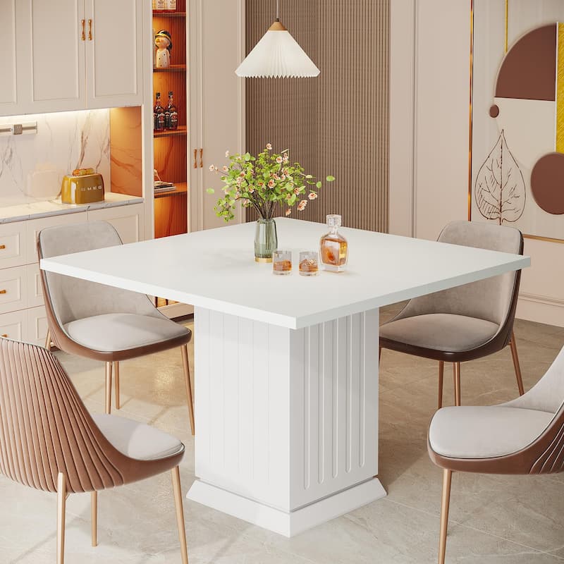 Modern Small Wood Square Dining Table for 4 People