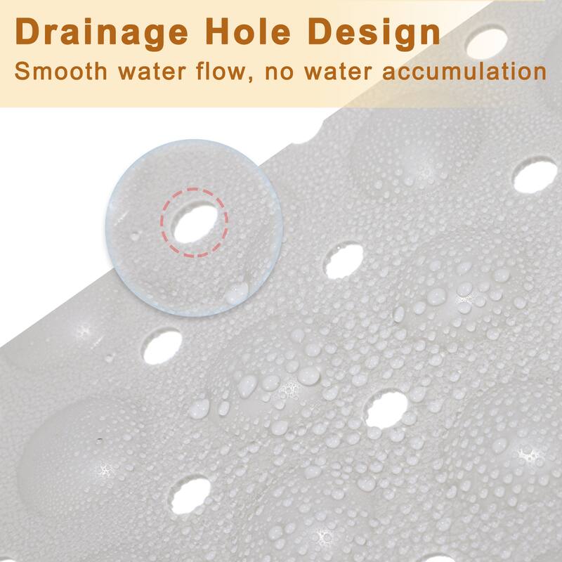 Nonslip Bathtub Mat, Bathtub Shower Mat, Bath Mat with Drain Hole and Suction Cups, 34.65"x23.23", Khaki