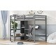 preview thumbnail 9 of 13, Wood Loft Bed w/Slats Support, Full Size Bed Frame with Multifunction Shelves, Full-length Guardrail and Under-bed Desk