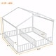 preview thumbnail 25 of 56, Double Twin House-Style Floor Bed with Fence and Guardrails, No Door