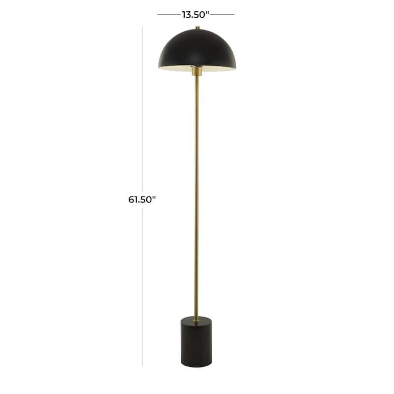 Metal Umbrella Style Floor Lamp with Black Marble Base - Black - Roche River Decor