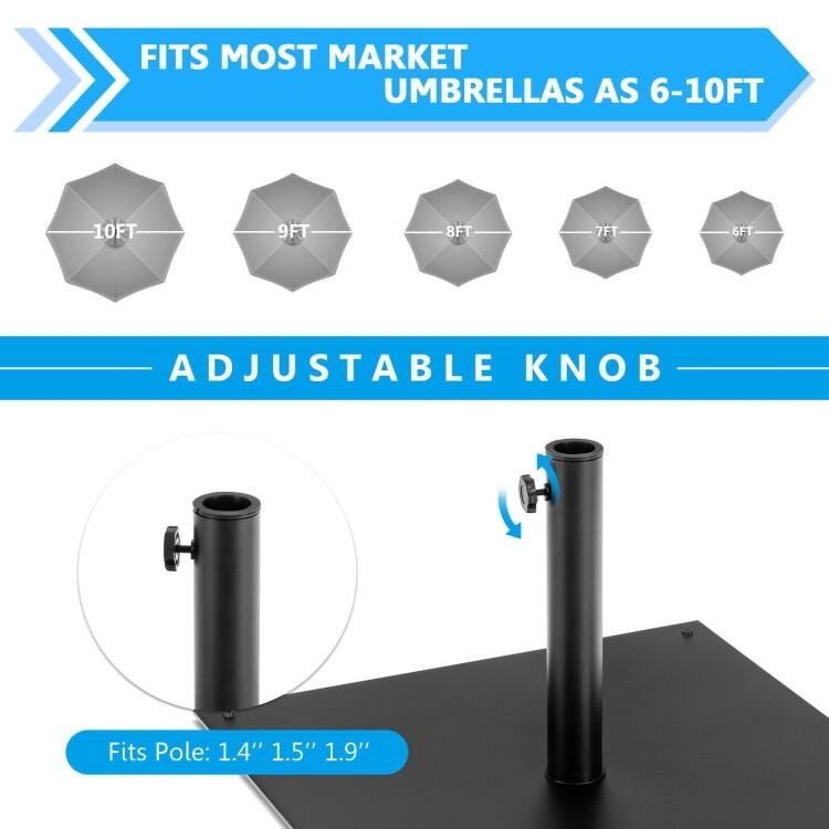 40 lbs Square Umbrella Base Stand with for Backyard Patio - 25'' x 25'' x15'' (L x W x H)