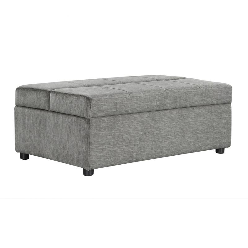Twin Size Folding Ottoman Sleeper Bed with Mattress, Dark Gray, Chenille