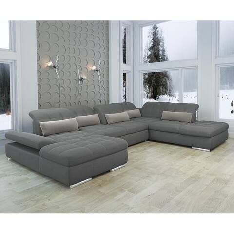 Barcelona 5pc Left Grey Sectional with storage and Sofa bed By Sofacraft