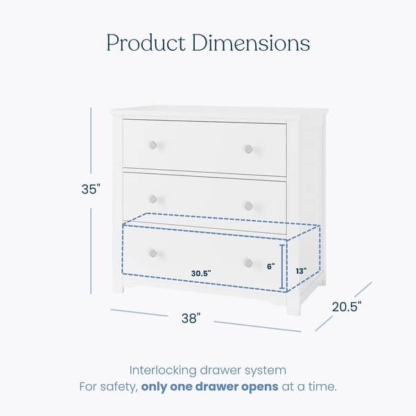 dimension image slide 0 of 6, Child Craft Harmony 3-drawer Dresser with Dressing Kit