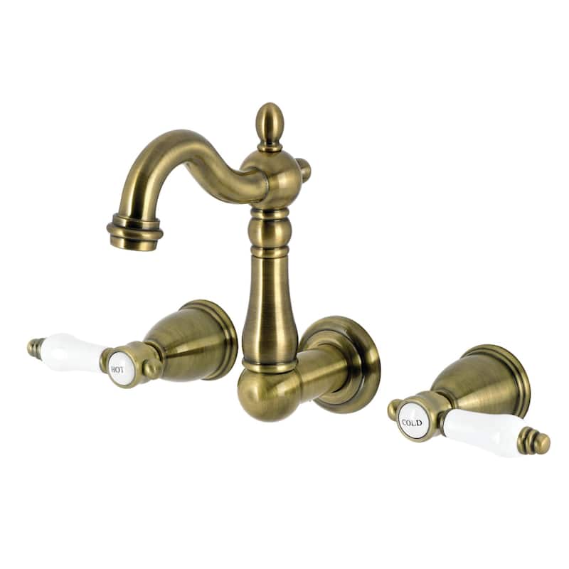 Kingston Brass Bel-Air Double-Handle Wall Mount Bathroom Faucet - Antique Brass