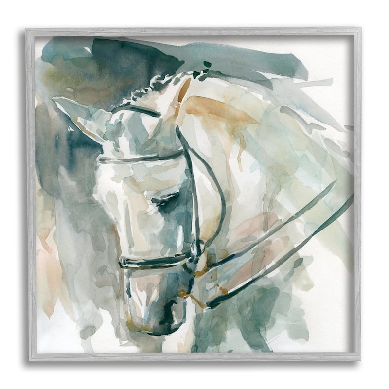Stupell Contemporary Horse Portrait Solemn Equestrian Pose Framed Wall Art - Green