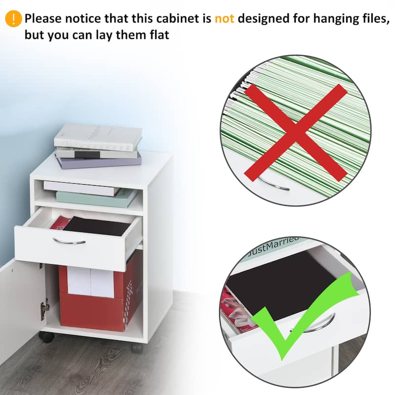 HOMCOM 24" Mobile Printer Cart with 2 Drawers, White