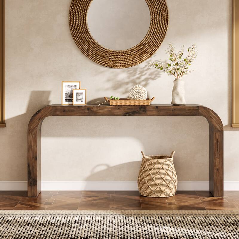 Solid Wood Console Table, 70.87-Inch Farmhouse Sofa Table